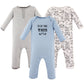 Hudson Baby Unisex Baby Cotton Coveralls, Mustache, 12-18 Months