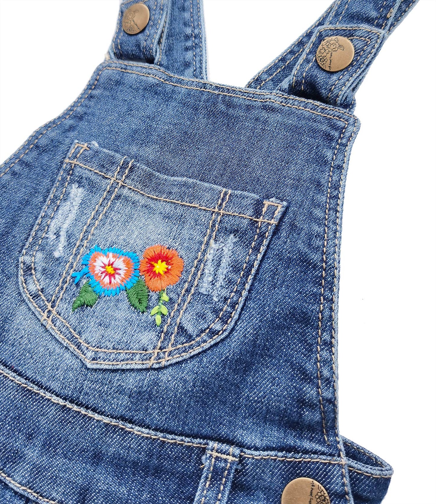 Kidscool Space Baby Toddler Girls Snap Leg/Crotch Easy Diaper Changing Jeans Overalls,Blue,5T