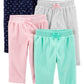 Simple Joys By Carter'S Baby Girls' 4-Pack Fleece Pants, Aqua Green/Light Grey/Light Pink/Navy Dots, 12 Months