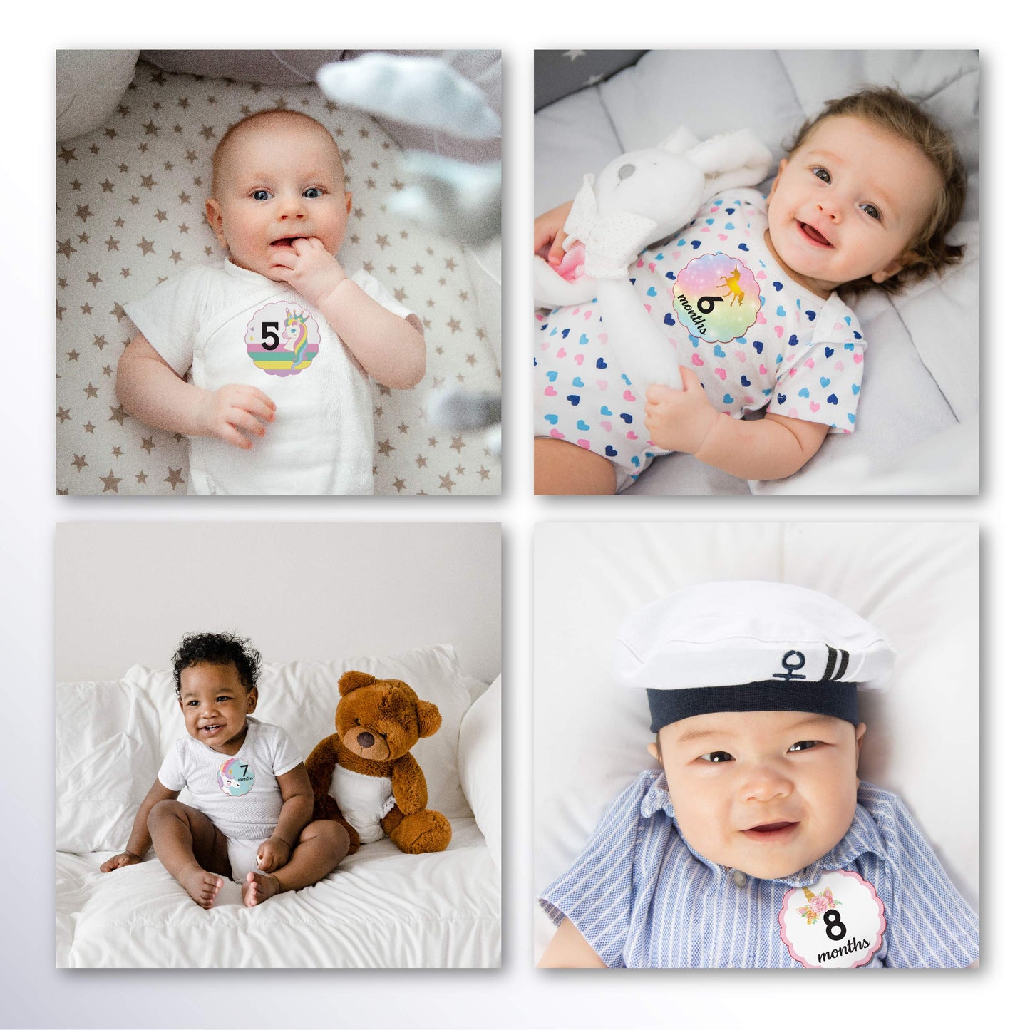 24 Pack Baby Month Stickers And Milestone Stickers By Kenco - Track Your Baby'S First Year Month-By-Month And Holidays! Boys And