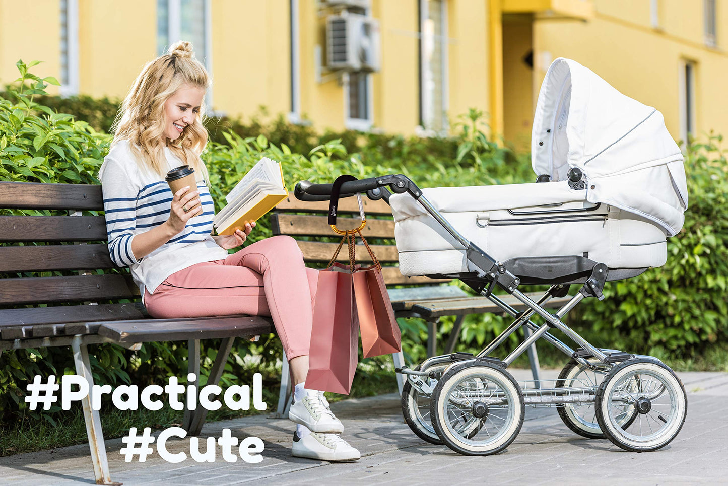 Toolik X-Large Baby Stroller Organizer Hook Clip For Hanging Diaper Bags (Gold)