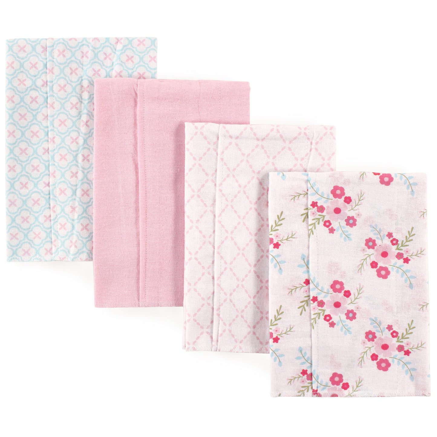 Luvable Friends Unisex Baby Cotton Flannel Burp Cloths, Floral, One Size