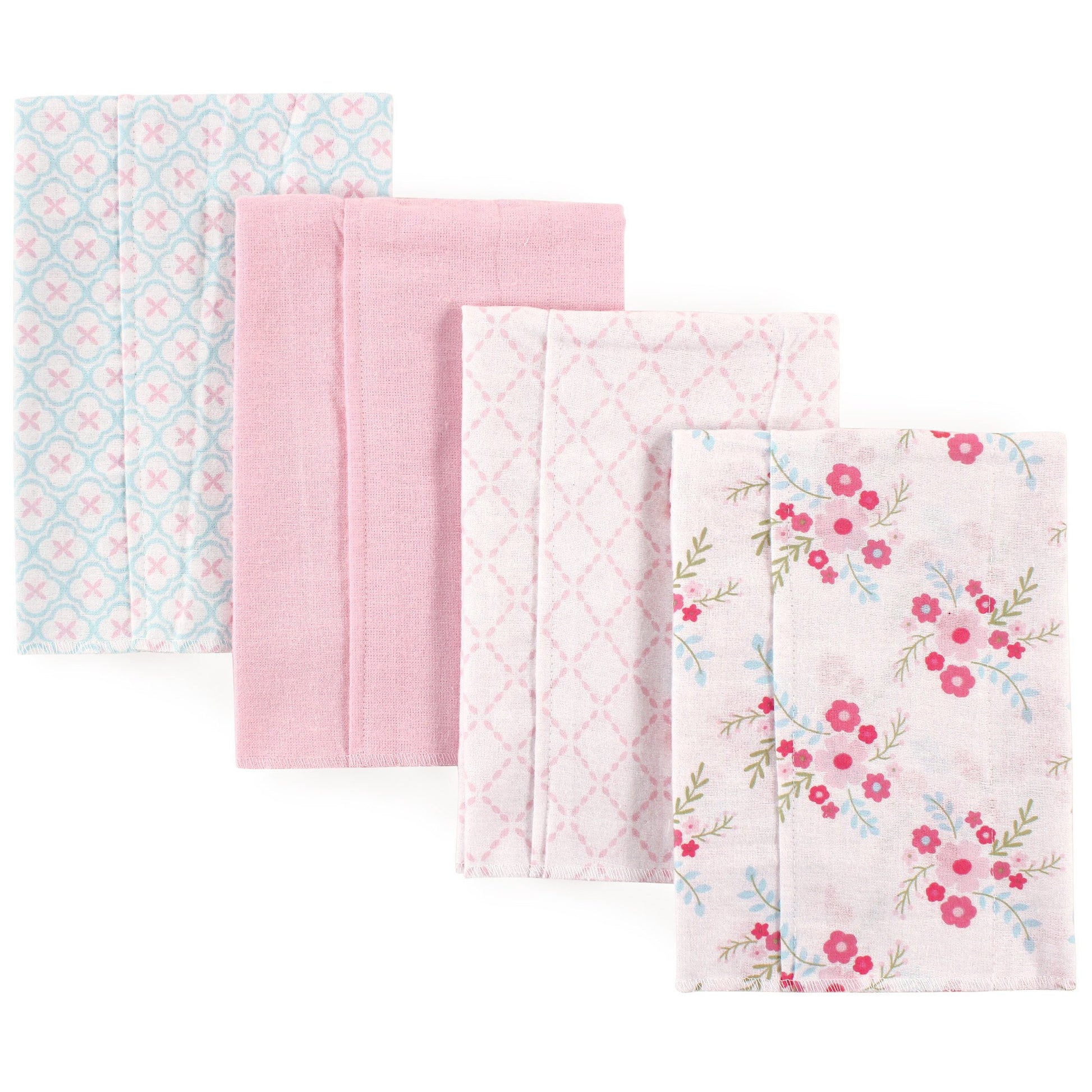 Luvable Friends Unisex Baby Cotton Flannel Burp Cloths, Floral, One Size