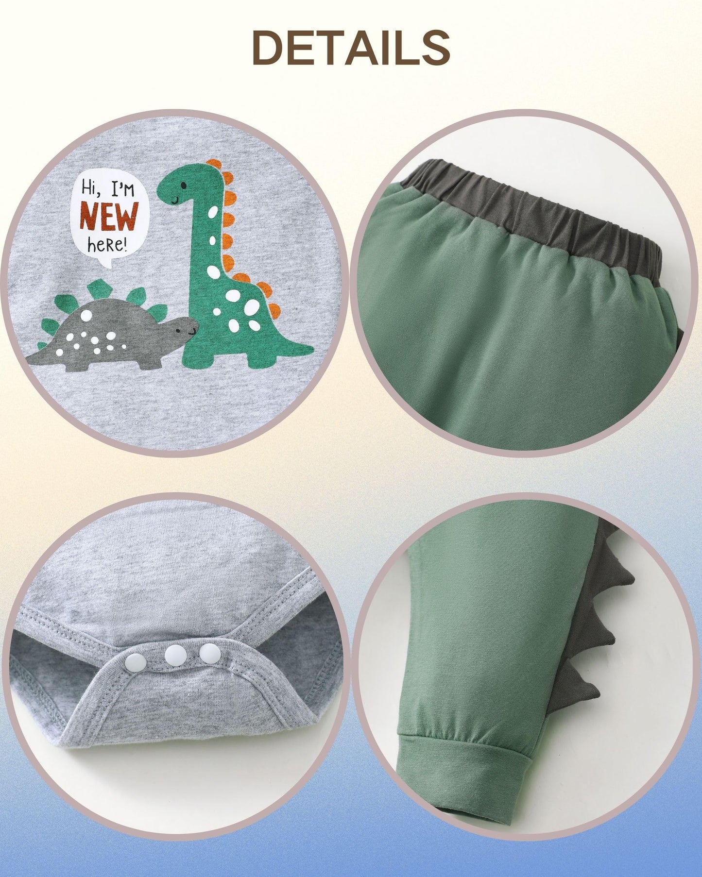 Renotemy Baby Boy Summer Clothes Short Sleeve New To The Crew Toddler Boy Clothes Outfits Dinosaur Boy Outfits 12-18 Months