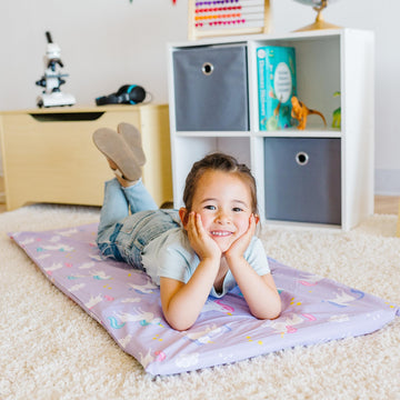 Wildkin Kids Nap Mat Cover - Soft, Sewn-In Flap, Durable & Fits 1.5'' Vinyl Sleep Mats - Unicorn