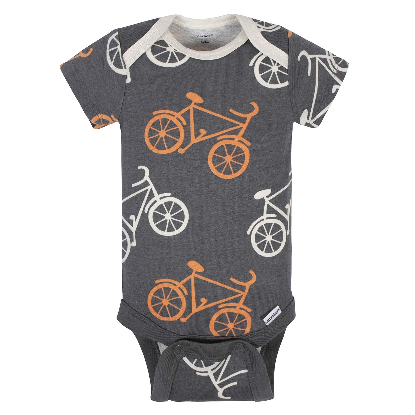 Grow By Gerber Baby Boys 5-Pack Short-Sleeve Onesies Bodysuits, Grey/Ivory/Orange, Newborn