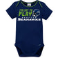 Gerber Nfl Seattle Seahawks 3 Pack Bodysuit Sleep N Play Footie Cap Registry Gift Set, Blue/White Seattle Seahawks, 0-3M