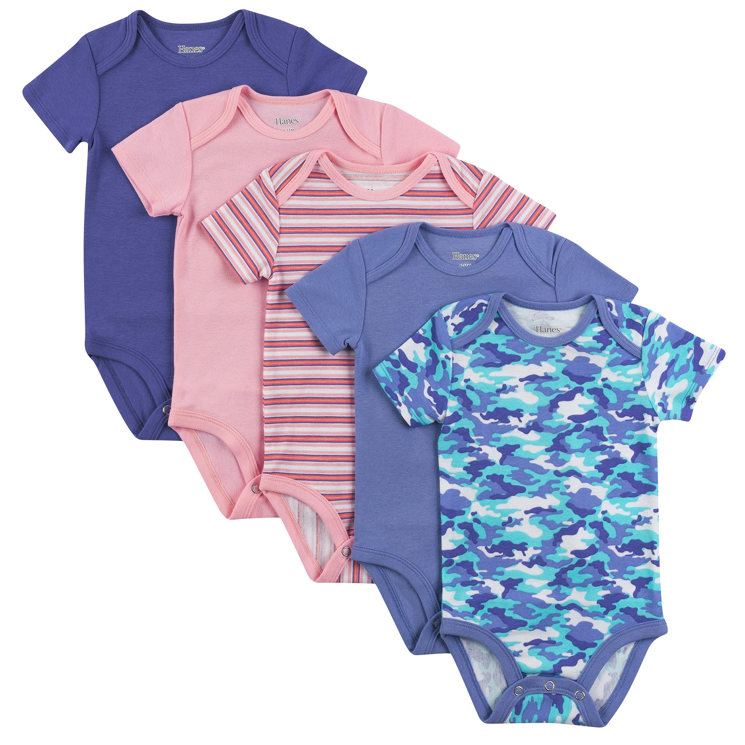 Hanes Unisex Baby Bodysuits, Ultimate Flexy Short Sleeve For Boys & Girls, 5-Pac