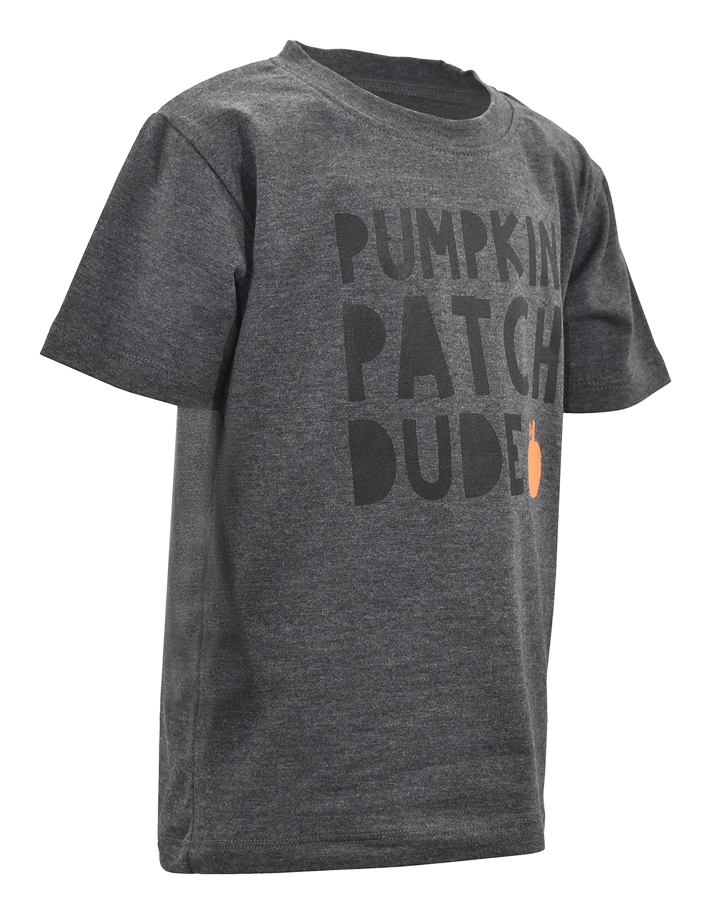 Unique Baby Boys Toddler Halloween Fall Autumn Pumpkin Patch Dude Tshirt (10, Gray)