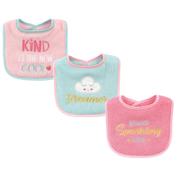 Luvable Friends Unisex Baby Cotton Drooler Bibs With Fiber Filling, Dreamer, One Size