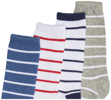 Hudson Baby Unisex Baby Cotton Rich Knee-High Socks, Sneaker Blue Red, 6-12 Months