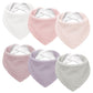 Susurration Muslin Baby Drool Bibs 6Pack Soft Triangular Adjustable Baby Bandana Bibs For Unisex Girls & Boys (Pink)