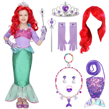Spooktacular Creations Halloween Little Mermaid Costume For Girls, Sequin Mermaid Dress Set, Light Purple Princess Dress For Tod