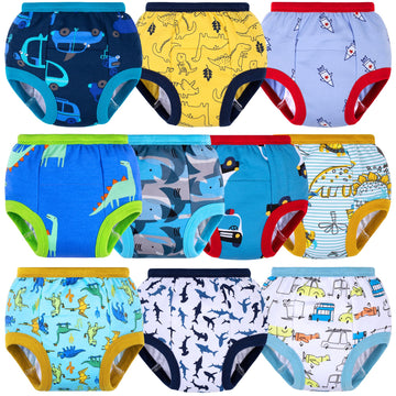 Big Elephant 10 Packs Baby Girls' And Boys' Potty Training Pants, 100% Cotton Absorbent Training Underwear For Toddler, 7-8Y