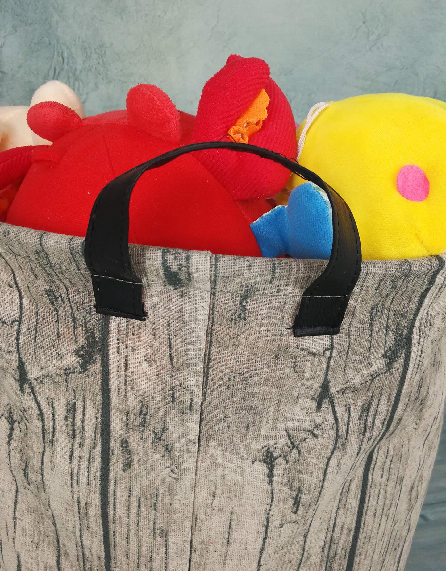 Kunro Large Sized Round Storage Basket Waterproof Coating Organizer Bin Laundry Hamper For Nursery Clothes Toys (Tree Stump)