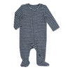 Aden + Anais Snuggle Knit Baby Boy Long Sleeve Zipper, One-Piece Footed Sleeper, Navy Stripe, 6-9M