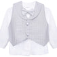Lilax Baby Boys Newborn Gentleman Outfit Long Sleeve White Shirt With Vest And Pant 6 Piece Set 0-3 Gray