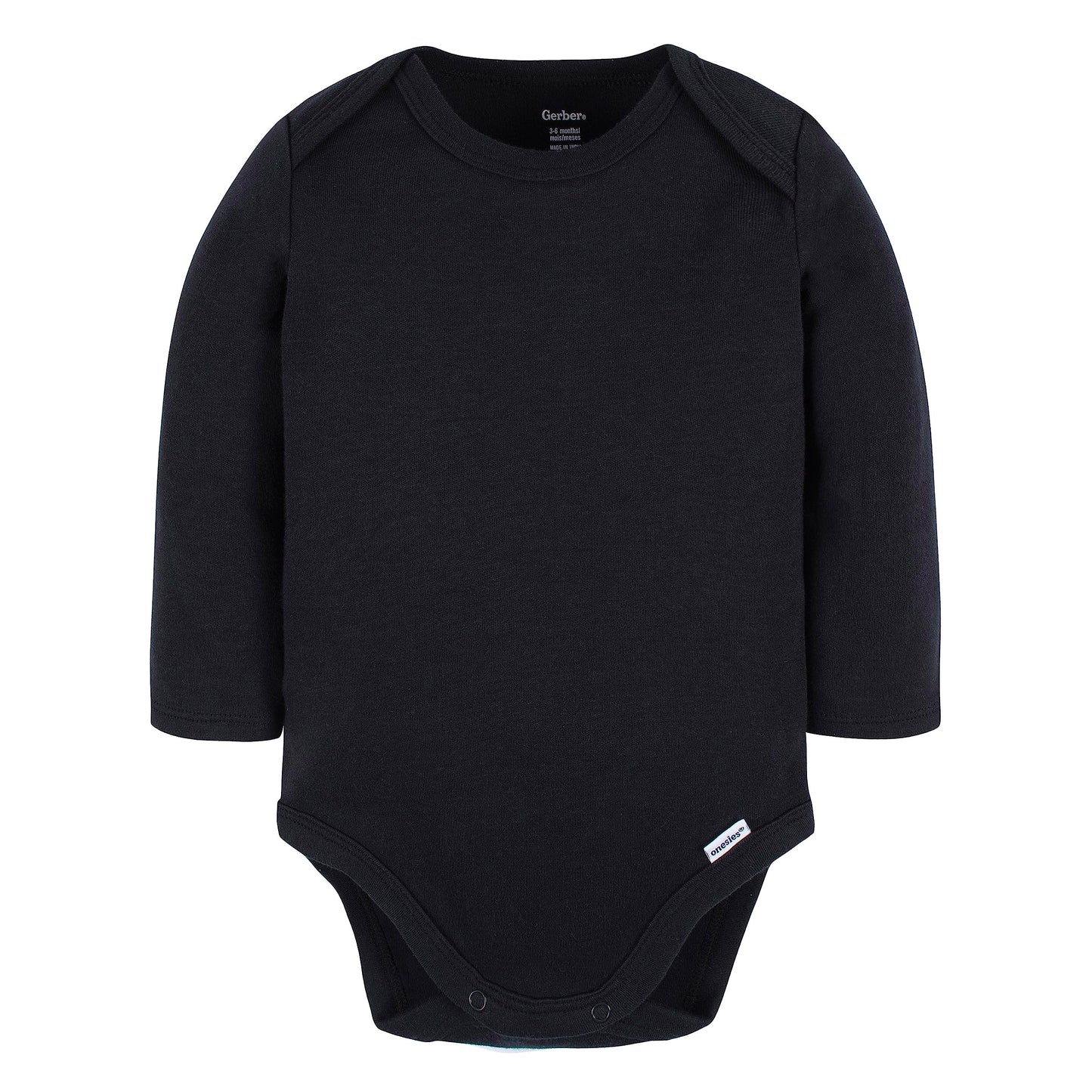 Gerber Unisex Baby Long Sleeve Solid Onesies Multi-Pack Interlock 180 Gsm, Black