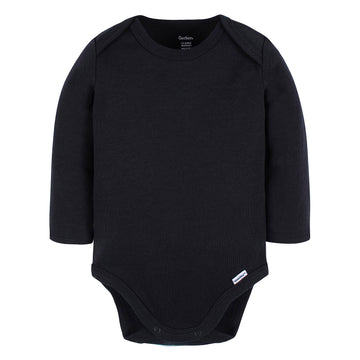 Gerber Unisex Baby Long Sleeve Solid Onesies Multi-Pack Interlock 180 Gsm, Black