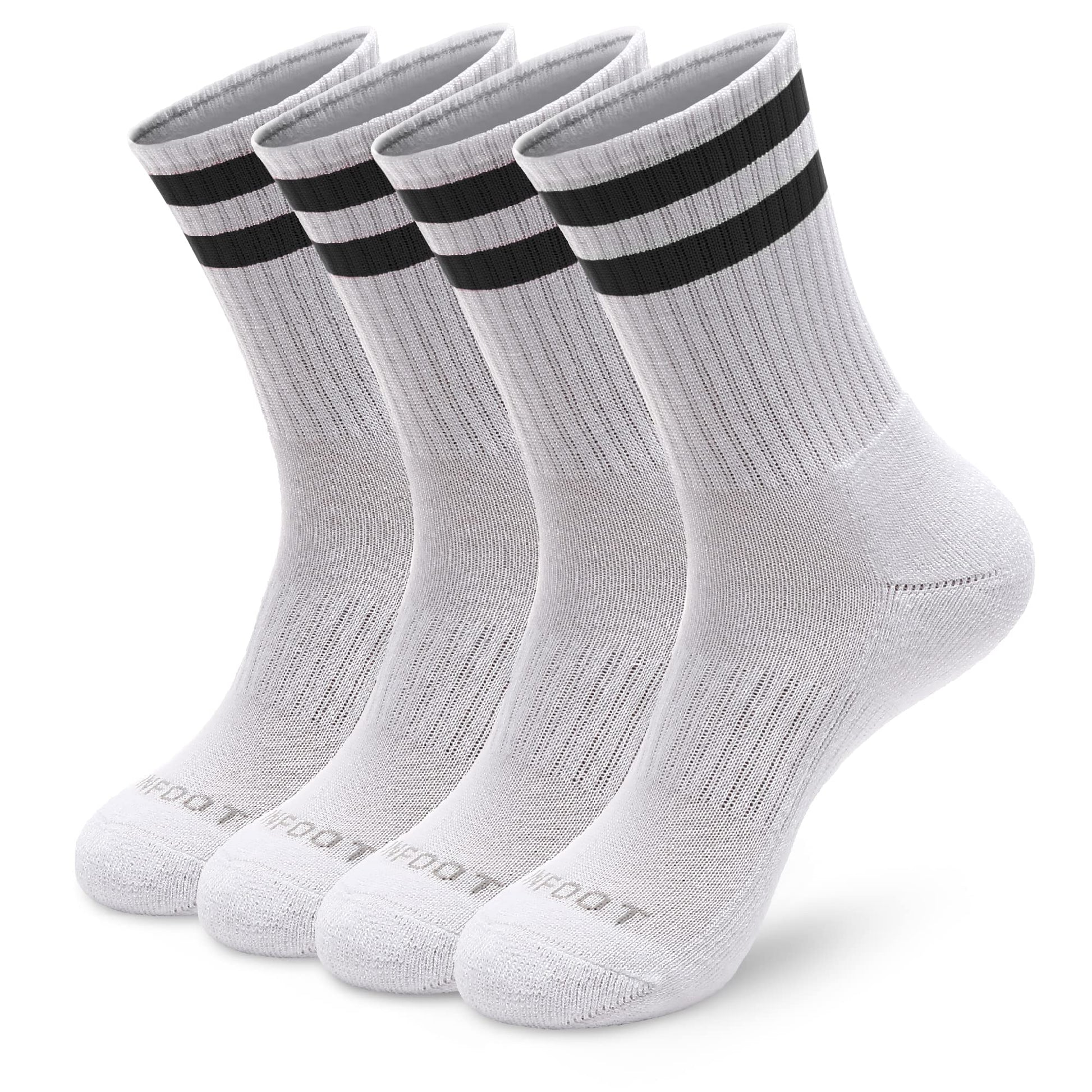 Monfoot Womens And Mens 4 Pack Athletic Cushioned Crew Socks Striped Medium