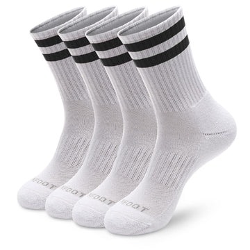 Monfoot Womens And Mens 4 Pack Athletic Cushioned Crew Socks Striped Medium