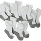 Jefferies Socks Baby Girls Jefferies Unisex Newborn Seamless Sport Half Cushion Crew 6 Pack Socks, White/Grey, 12-24 Months Us