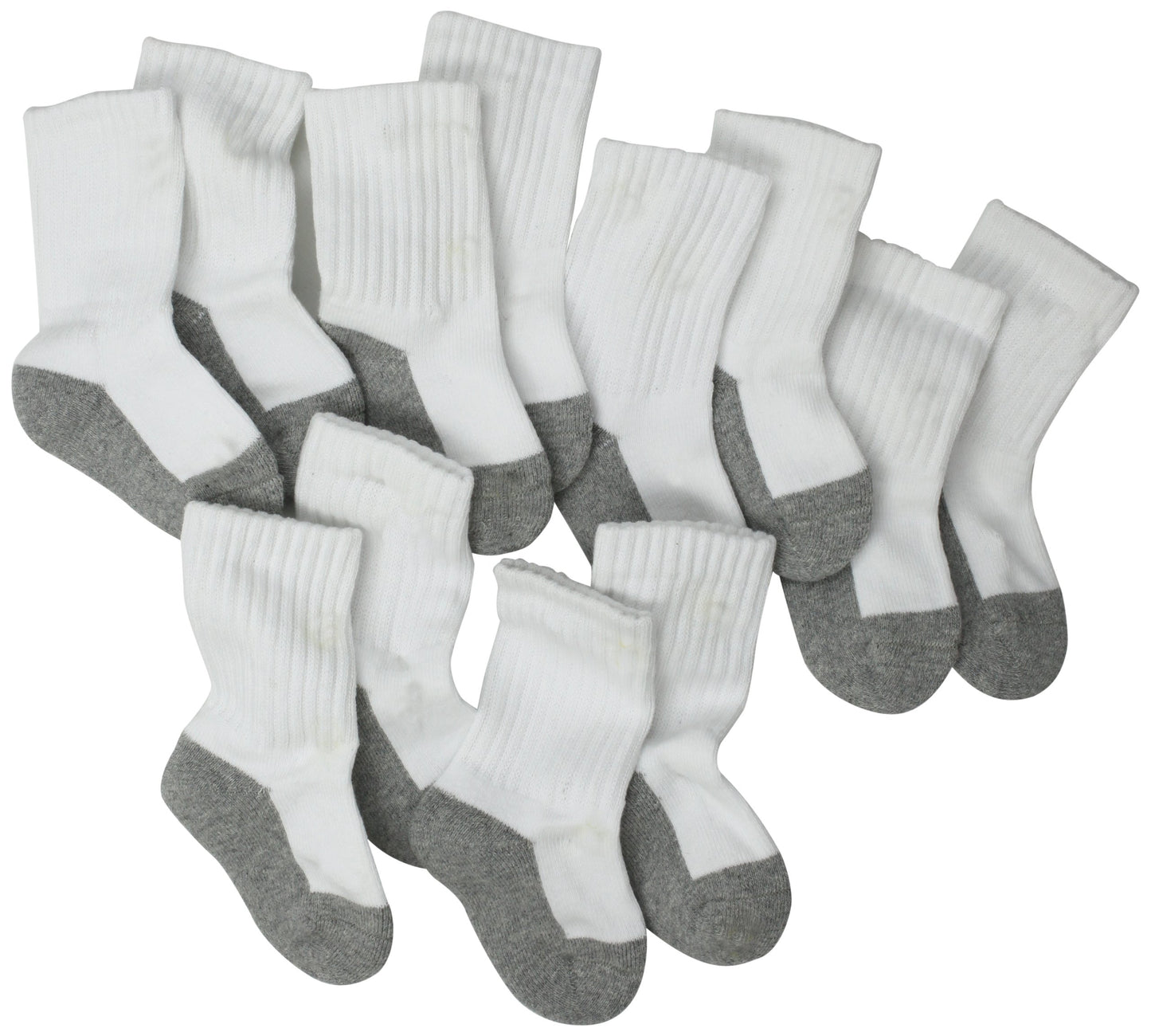 Jefferies Socks Baby Girls Jefferies Unisex Newborn Seamless Sport Half Cushion Crew 6 Pack Socks, White/Grey, 12-24 Months Us