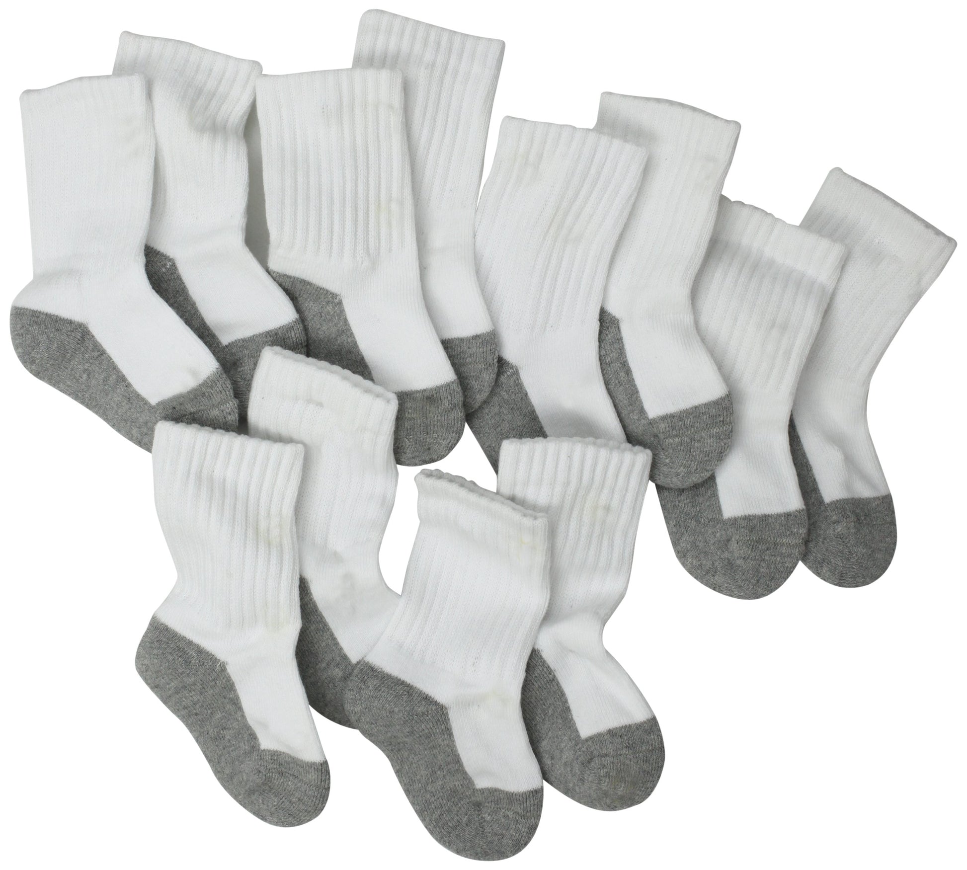 Jefferies Socks Baby Girls Jefferies Unisex Newborn Seamless Sport Half Cushion Crew 6 Pack Socks, White/Grey, 12-24 Months Us