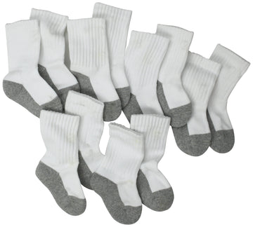 Jefferies Socks Baby Girls Jefferies Unisex Newborn Seamless Sport Half Cushion Crew 6 Pack Socks, White/Grey, 12-24 Months Us