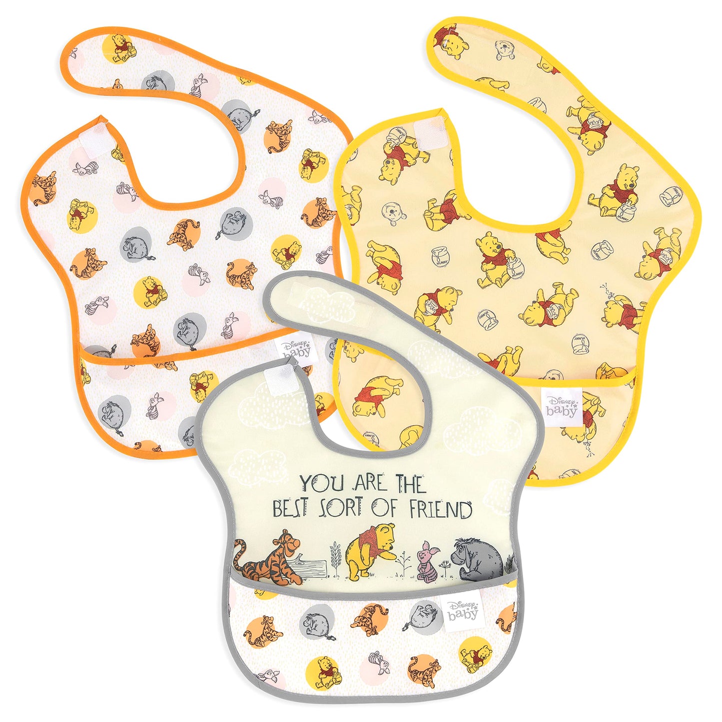 Bumkins Bibs, Disney Winnie The Pooh Baby Bibs For Girl Or Boy, Superbib Baby And Toddler Bib For 6-24 Months, Baby Bib For Eati