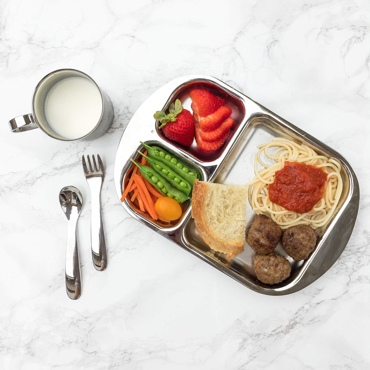 Kiddobloom Children Stainless Steel Divided Plates (2Pc) - Education