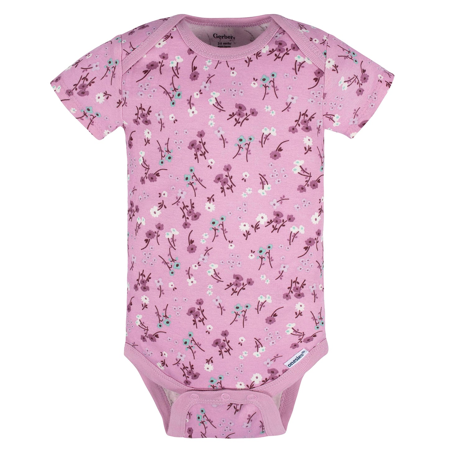 Gerber Baby Girls 5-Pack Short Sleeve Variety Onesies Bodysuits Lavender Garden 0-3 Months