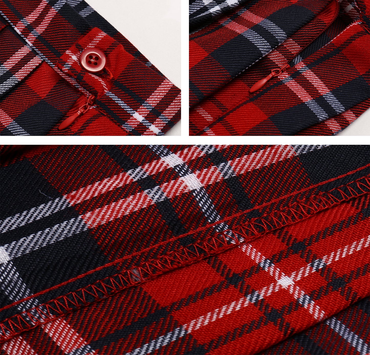 Girl'S Japan A-Line Kilt Plaid Pleated Costumes Skirts (M,Red Blue)