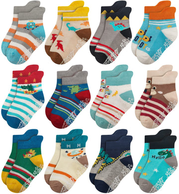 Rative Ankle Anti Slip Non Skid Cotton Socks With Grips Grippers For 1 2 Years Old 2T 12 18 Months Toddler Boy Boys Girl Girls (
