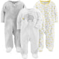 Simple Joys By Carter'S Baby 3-Pack Neutral Sleep And Play, Light Grey Mini Stripe/White Elephant/Giraffe, Preemie