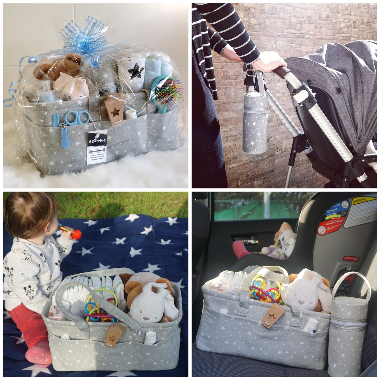 Starhug Baby Diaper Caddy Organizer - Baby Shower Basket | Large Nursery Storage Bin For Changing Table | Car Travel Tote Bag |