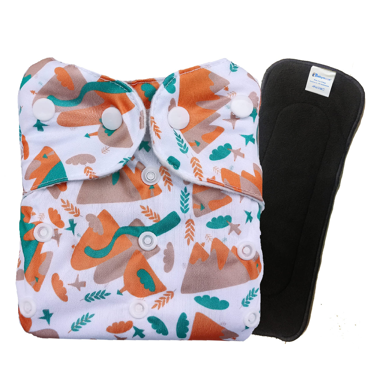 Babymoon Washable & Reusable Cloth Diaper Pocket With Grey Insert Pack Of 2