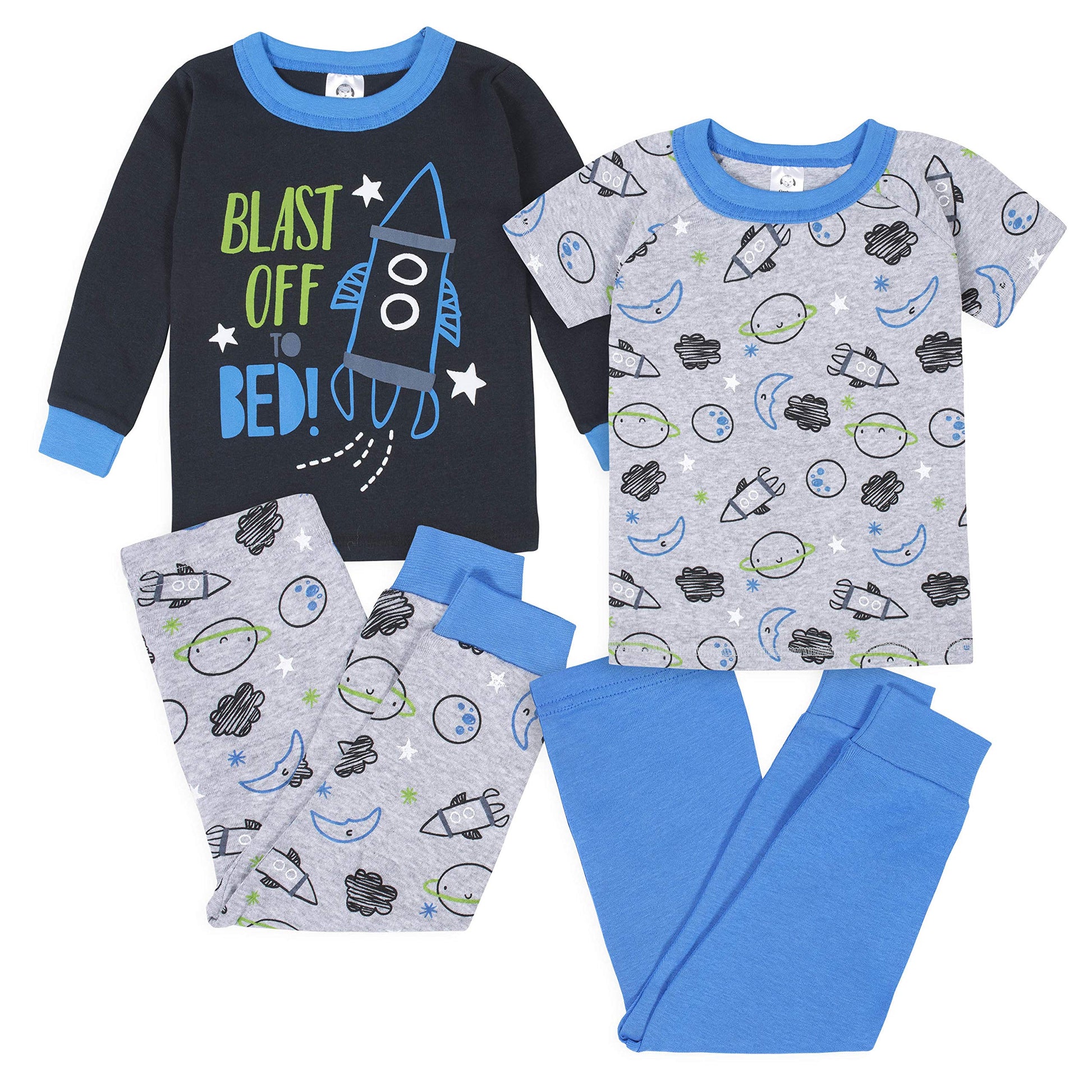 Gerberbaby Boystoddler Snug Fit 4-Piece Pajama Setspace Blue12 Months