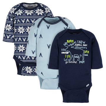 Gerber Baby Boy'S 3-Pack Long-Sleeve Onesies Bodysuit Pants, Mouse, 6-9 Months