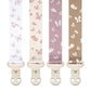 Baby Pacifier Clip Holder - Girl 4 Pack Gift Set - Retro Checker Smiley Flowers Floral Pink Beige Yellow