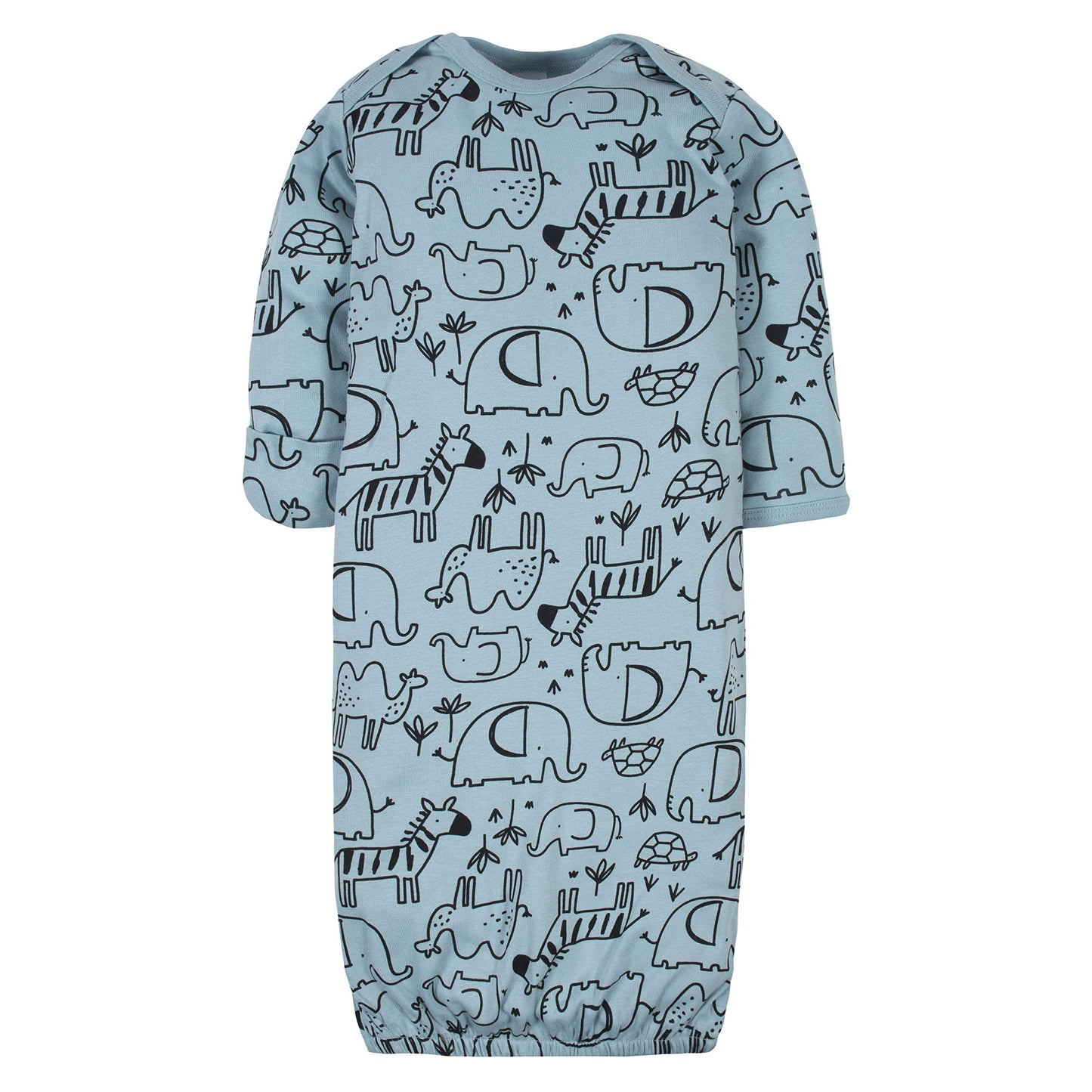 Gerber Unisex Baby Boy And Girls 4-Pack Sleeper Gown Jungle Blue 0-6 Months