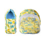 MOM & Son Baby Cotton Bedding Set Mattress with Net & Baby Sleeping Bag (03 Months) (Yellow & Green, Single Size)