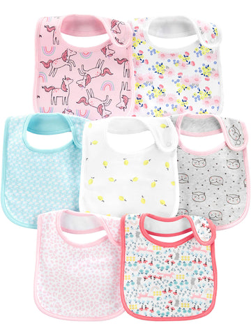 Simple Joys By Carter'S Baby 7-Pack Teething Bibs, Multicolor/Floral/Unicorn, One Size