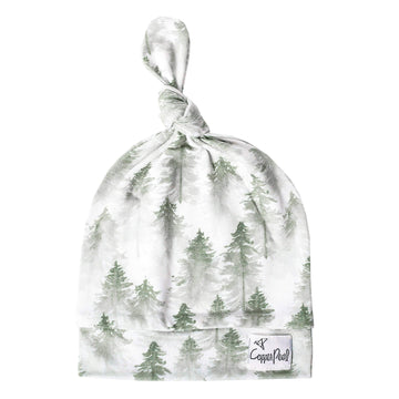 Baby Beanie Hat Top Knot Stretchy Soft'Evergreen' By Copper Pearl