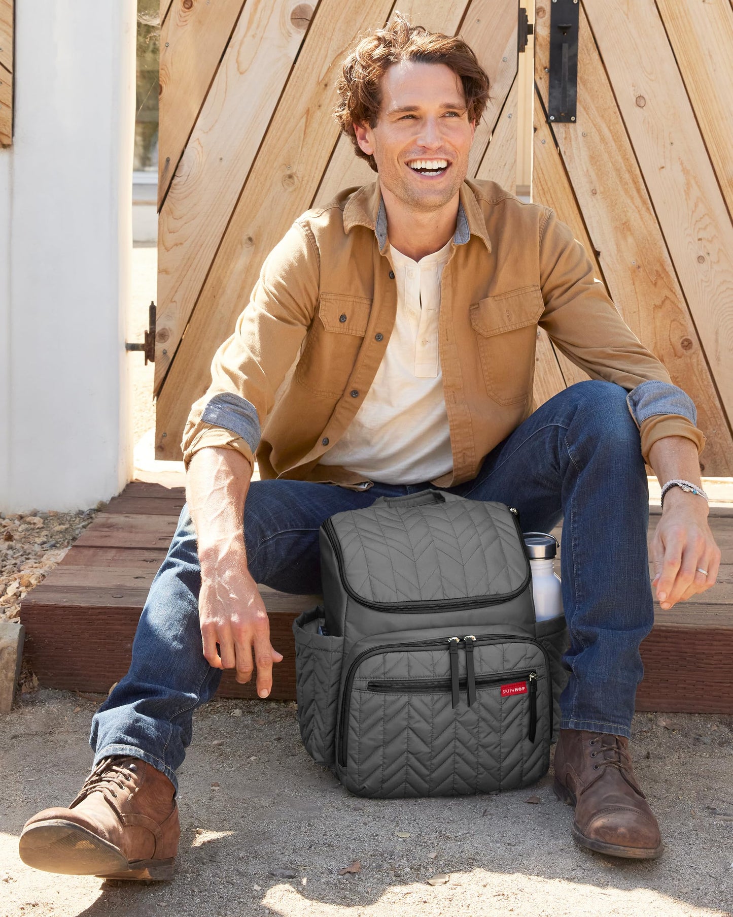 Skip Hop Diaper Bag Backpack: Forma, Multi-Function Baby Travel Bag With Changing Pad & Stroller Attachment, Grey