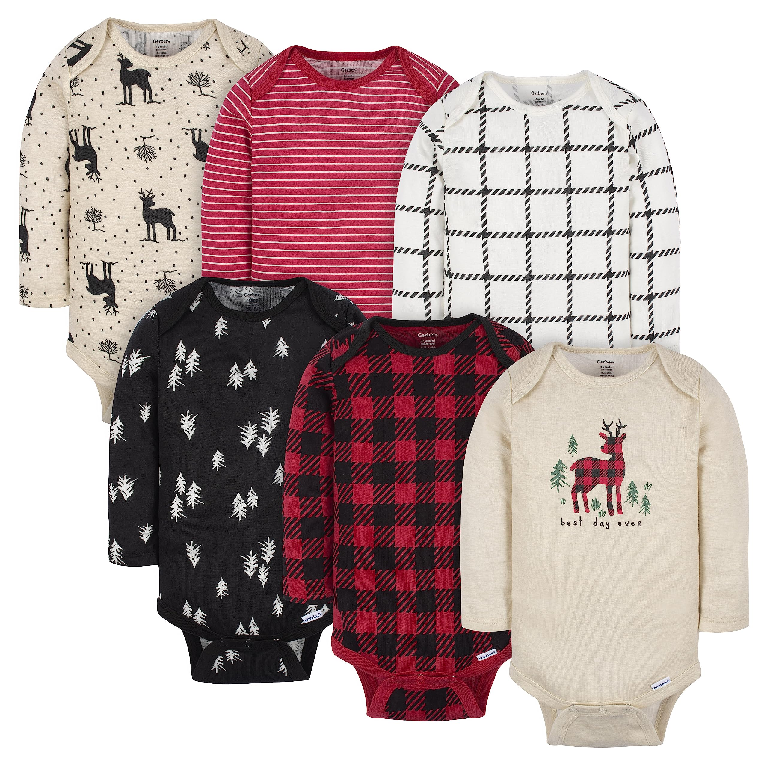 Gerber Baby 6 Pack Long-Sleeve Onesies Bodysuit, Moose – WBBAPB0C5FMS3YV