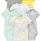 Simple Joys by Carters Unisex Babies Short-Sleeve Bodysuit, Pack of 6, Grey/Yellow, Newborn