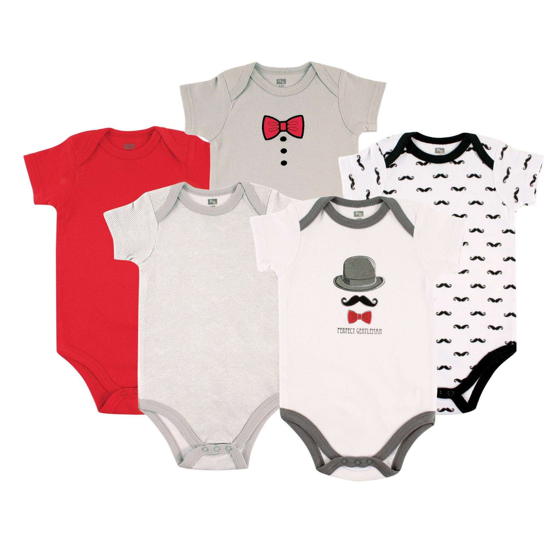 Hudson Baby Unisex Baby Cotton Bodysuits, Gentlemen, 9-12 Months