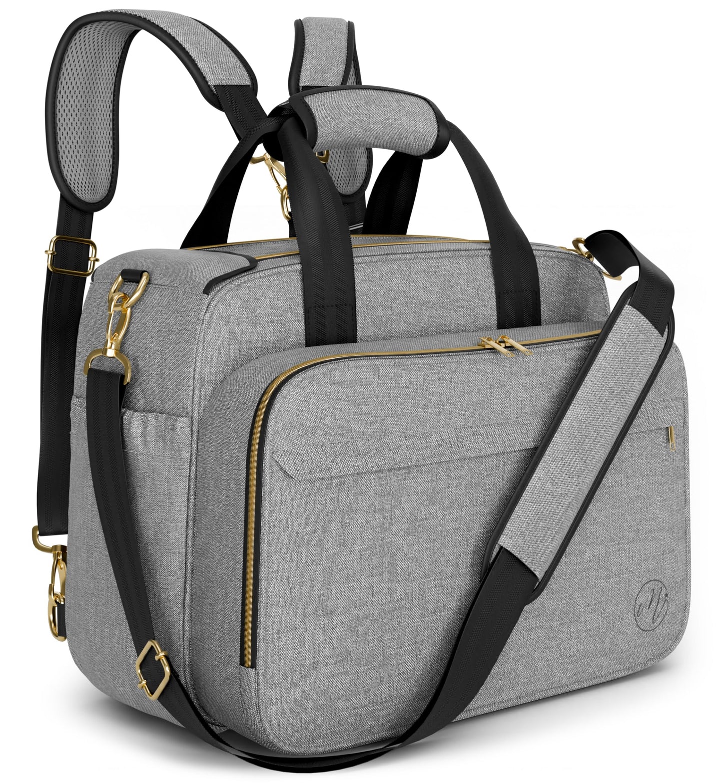Mellories 4 in 1 Convertible Baby Diaper Bag - Converts from Tote to Backpack, Stroller & Crossbody Diaper Bag - Gray Baby Trave