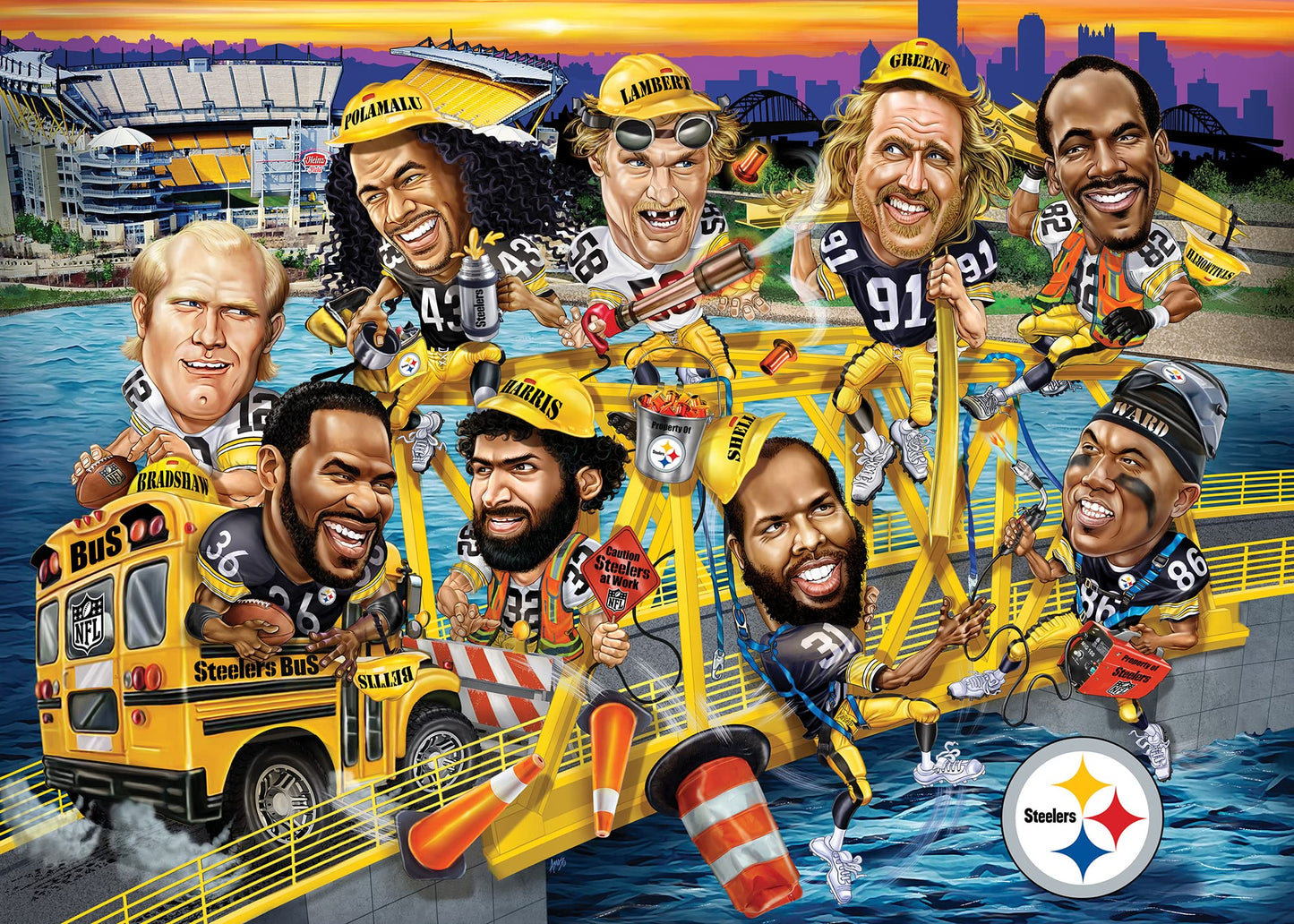 MasterPieces 500 Piece Sports Jigsaw Puzzle for Adults - NFL Pittsburgh Steelers All-Time Greats - 15x21